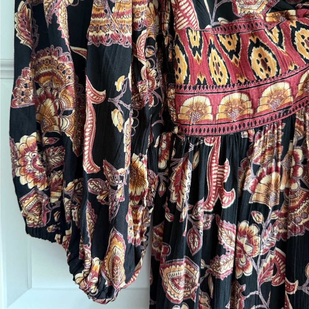 Angie V-neck Twist Front 3/4 Sleeve Boho Maxi Dress With Slit NWT - Picture 16 of 16